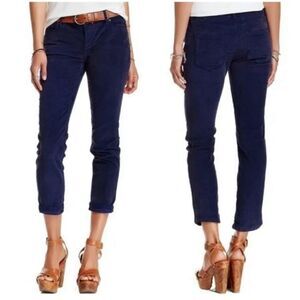 FP Corduroy rolled cropped pants Peacock Blue Stretch Mid-rise Ankle length 29